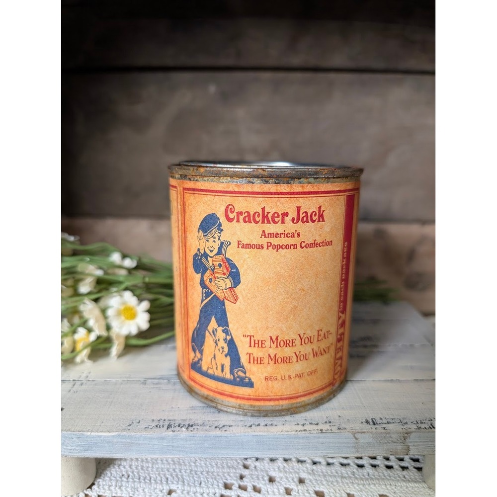 CRACKER JACK Popcorn Vintage Inspired Rusted Can - Pint